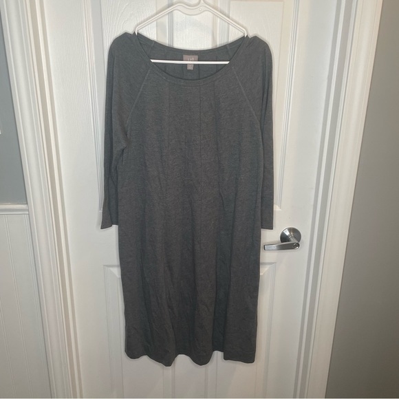 J. Jill Round Neck A-Line Cotton/Modal Blend Knit Dress in Gray M - Picture 1 of 7